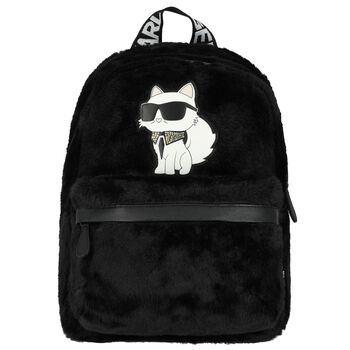 Girls Black Choupette Logo Backpack