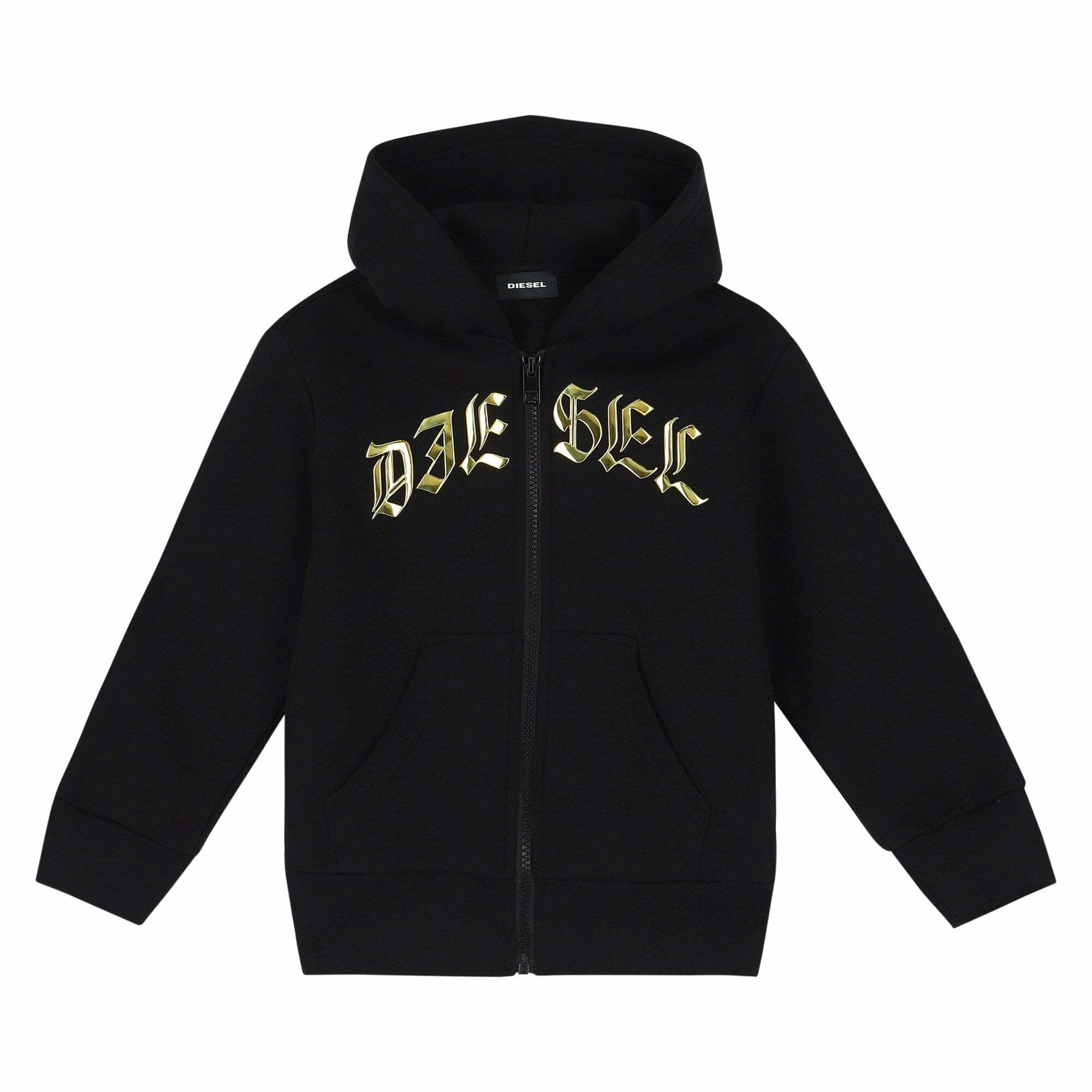 Diesel Kids faux-leather zip-up hoodie - Black