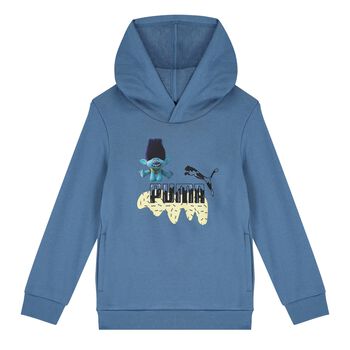 Boys Blue Trolls Logo Hooded Top