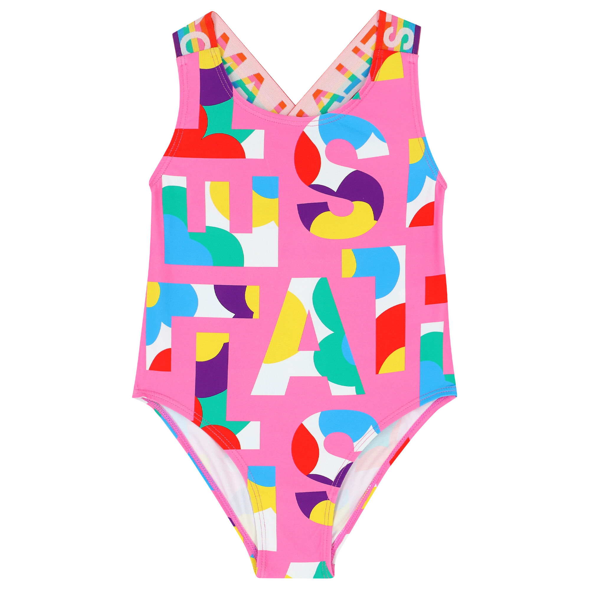 Stella McCartney Girls Pink Logo Swimsuit | Junior Couture