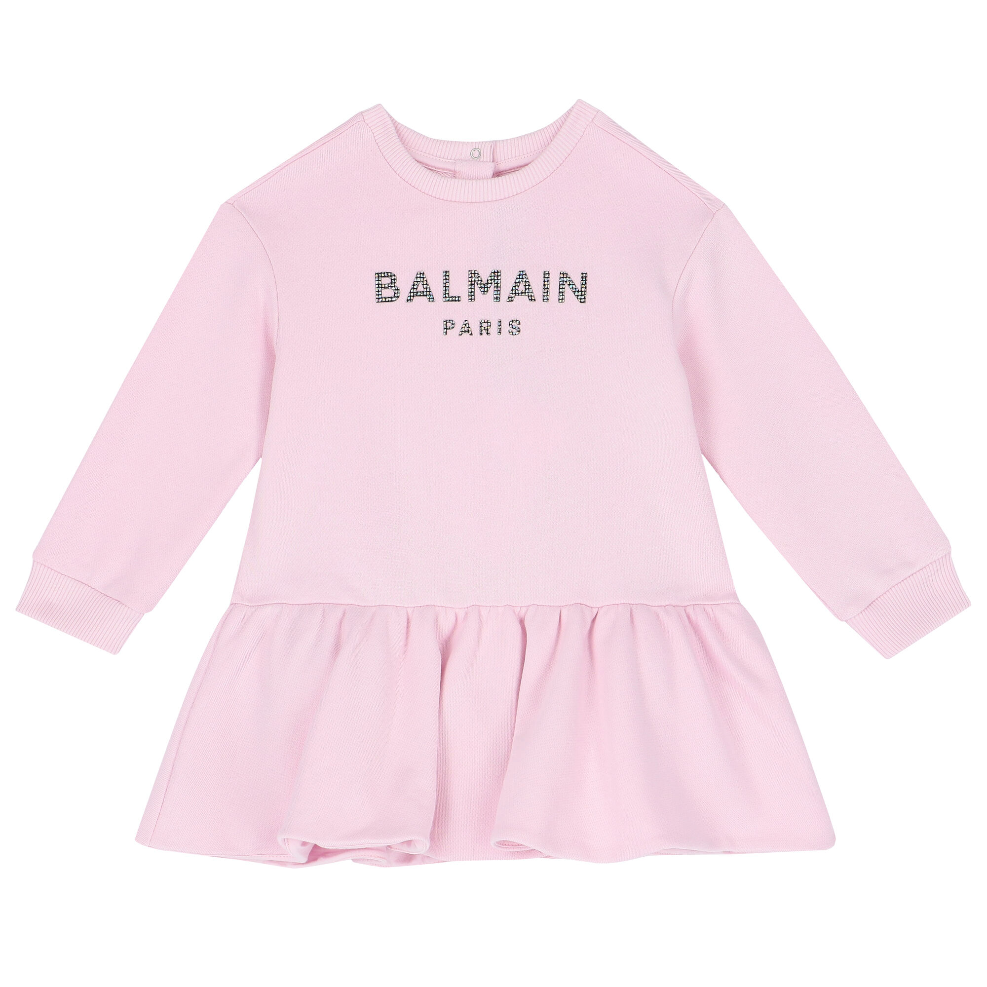Balmain Kids logo-patch sleeveless knitted dress - Pink