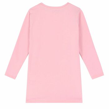 Girls Pink Long Sleeve Logo Dress