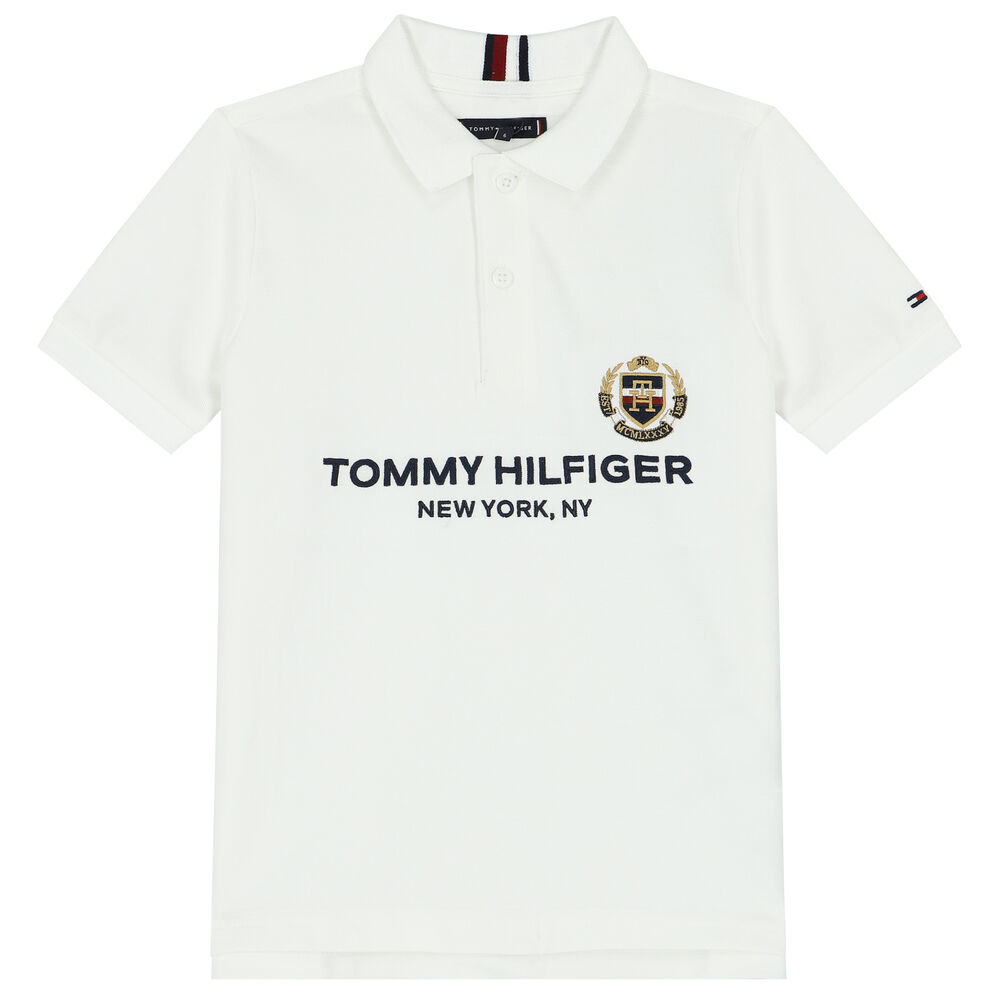  Tommy Hilfiger Boy Short Sleeve Polo Shirt 7 White: Clothing,  Shoes & Jewelry