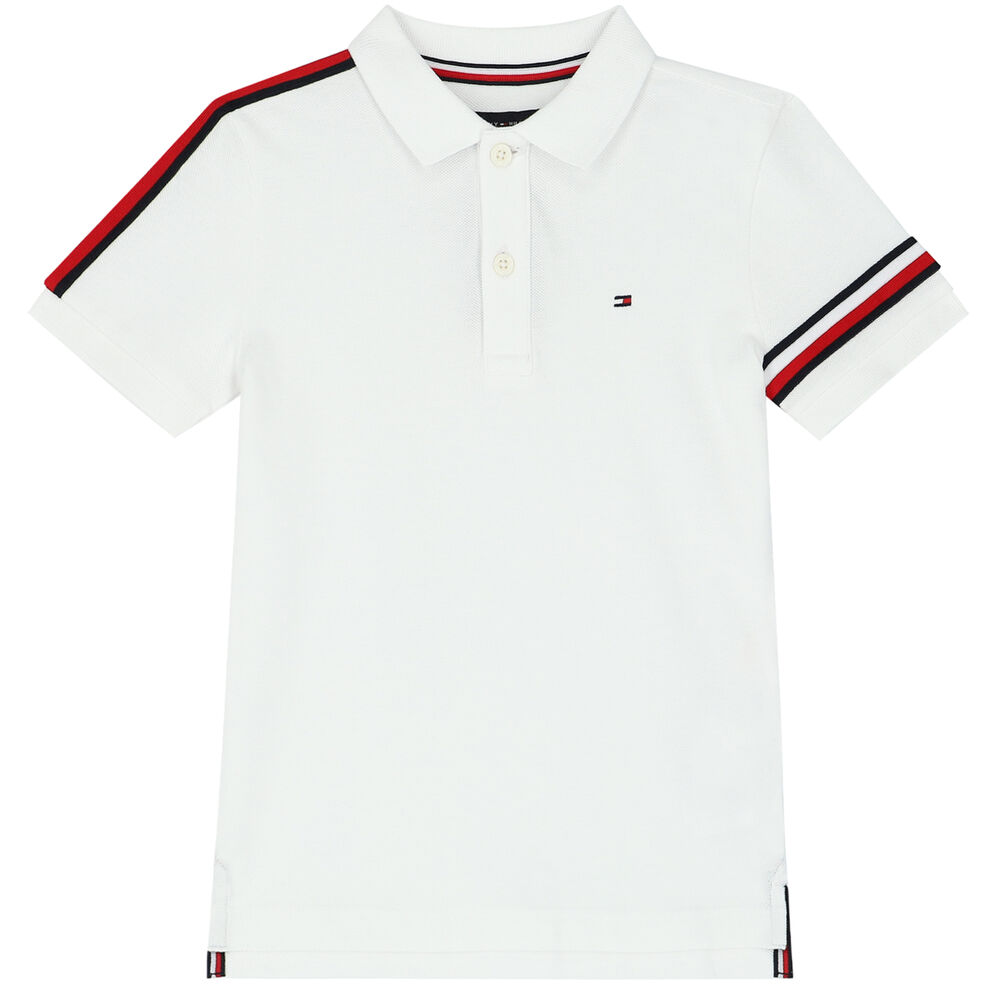Tommy Hilfiger Boys White Logo Junior | Couture Polo Shirt USA