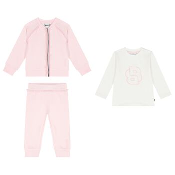 Baby Girls Pink & White Tracksuit Set