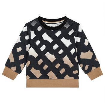 Younger Boys Black & Beige Monogram Sweatshirt